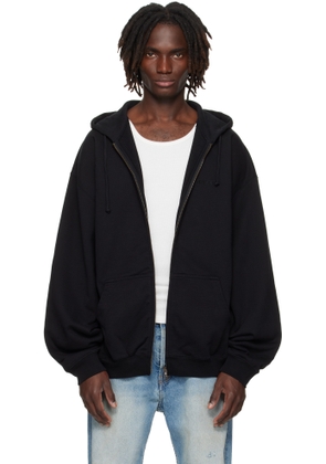 VETEMENTS Black Logo Oversized Zip-Up Hoodie