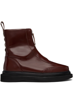 Toga Virilis Brown Leather AJ1430 Zip-Up Boots