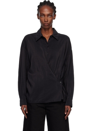 LEMAIRE Black Straight Collar Twisted Shirt