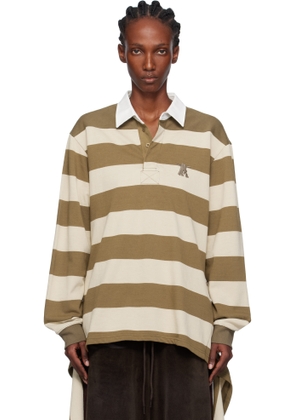 OPEN YY Beige Stripe Trim Rugby Polo