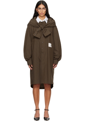 Maison MIHARA YASUHIRO Brown Sleeve Layered Check Shirt Midi Dress