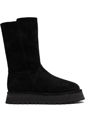 Y's Black Nubuck Leather Slip-On Boots