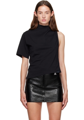 Courrèges Black Twist Asymmetrical T-shirt