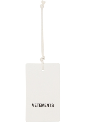 VETEMENTS White Leather Logo Hangtag Keychain