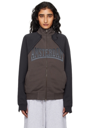 VETEMENTS Brown Patched Zip-Up Jacket