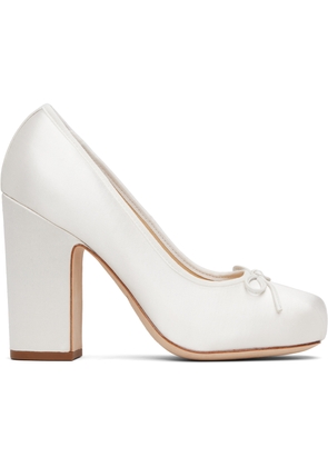Sandy Liang White Pointe 100 Satin Heels