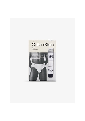 Mens Calvin Klein Icon Logo-Waistband Pack Of Three Stretch-Cotton Hip Briefs