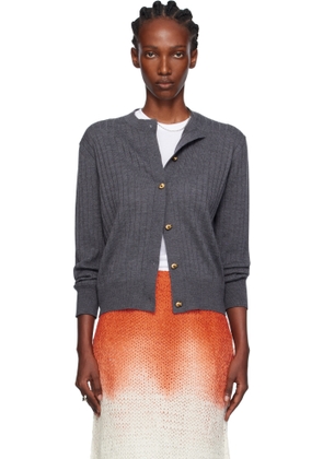 Bottega Veneta Gray Wool Rib Cardigan