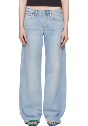 Re/Done Blue Comfort Mid Rise Wide Leg Jeans
