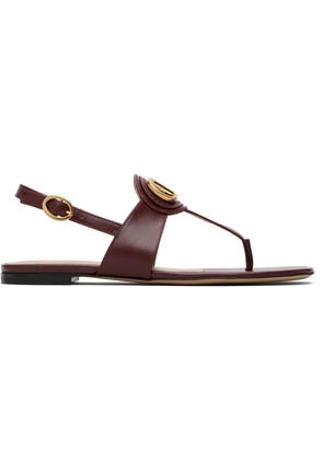 Valentino Garavani Burgundy VLogo Thong Sandals
