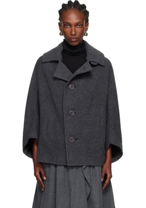 Y's Gray U-Irregular Short Sleeve Coat