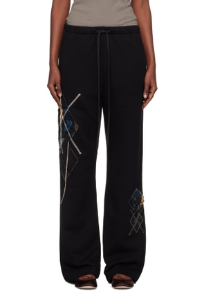 OPEN YY Black Argyle Patched Lounge Pants