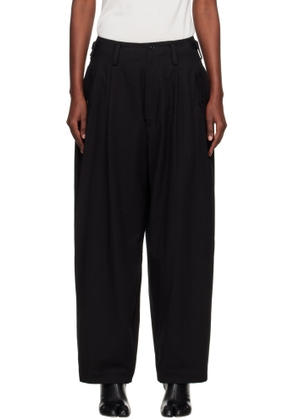 Y's Black U-Double Tuck Wide Trousers