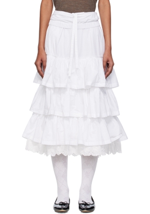 OPEN YY White Rolled Waist Tiered Midi Skirt