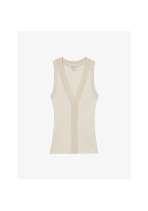 Womens Reiss Lanette Ribbed Craft-Stitch Knitted Vest Top