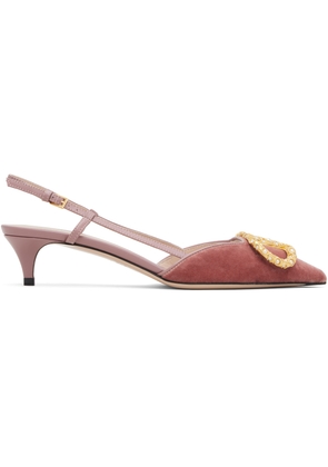 Valentino Garavani Pink VLogo Signature Velvet Slingback Heels