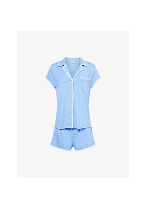 Womens Eberjey Frida Contrast-Piping Stretch-Jersey Pyjamas
