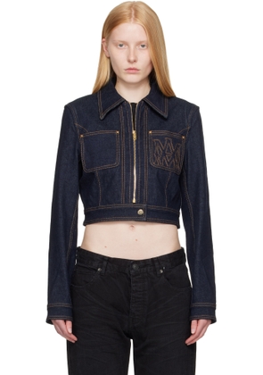 AMIRI Navy Zip Up Cropped Denim Jacket
