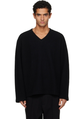 Lady White Co. Black V-Neck Snap Sweater