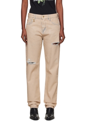 AMIRI Beige Straight Ripped Jeans