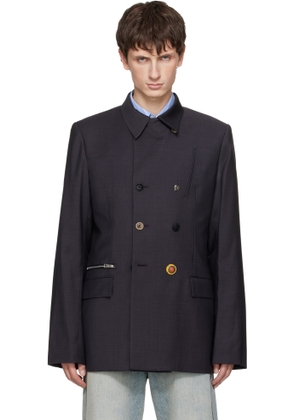 Martine Rose Black Double-Breasted Zip Blazer