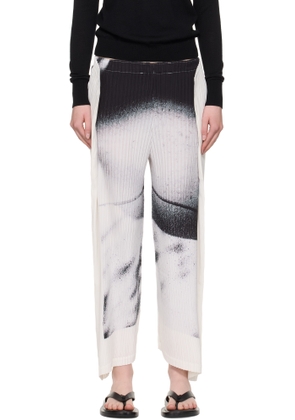 ISSEY MIYAKE White & Black Shadow Study Pleats Trousers