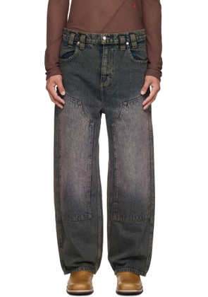 Eckhaus Latta Blue Double Knee Baggy Jeans