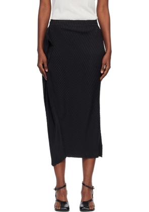 ISSEY MIYAKE Black Soft Fold Pleats Midi Skirt