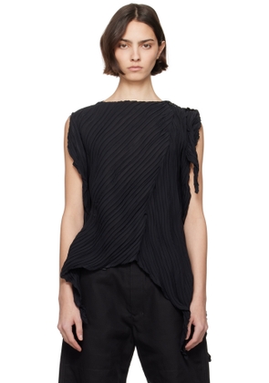 ISSEY MIYAKE Black Wrinkled & Twisted Blouse