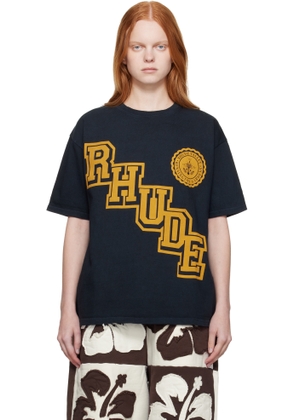 Rhude Black 'Rhude' Collegiate Crest T-shirt