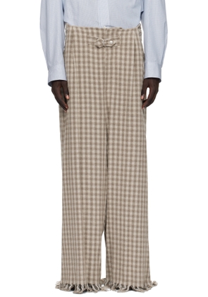 Hed Mayner Beige Check Trousers