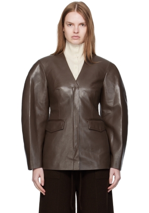 Nanushka Brown Erina Regenerated Leather Blazer