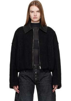 Jean Paul Gaultier Black Heavy Wool Bomber Jacket