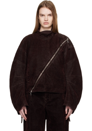 Jean Paul Gaultier Brown Minimal Moto Jacket