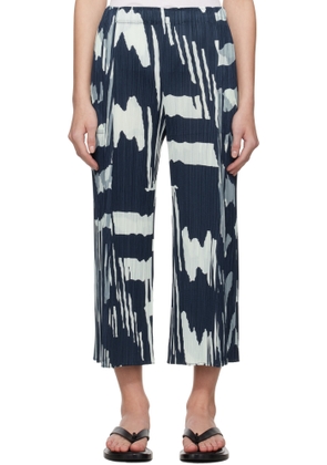 PLEATS PLEASE ISSEY MIYAKE Navy & Blue Refraction Trousers