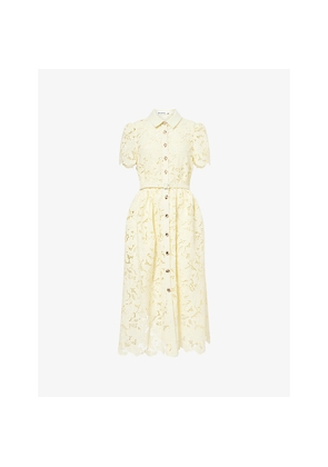 Womens Self-Portrait Lace Collared Woven Midi Dress