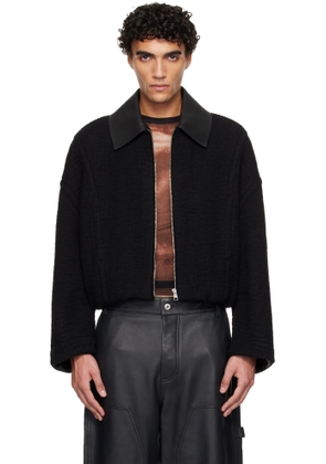 Jean Paul Gaultier Black Heavy Wool Bomber Jacket