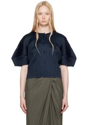 PLEATS PLEASE ISSEY MIYAKE Navy Monthly Colors April Cardigan