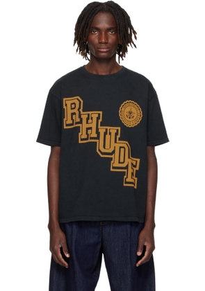 Rhude Black 'Rhude' Collegiate Crest T-shirt