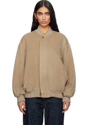 Lauren Manoogian Beige Brush Bomber Jacket