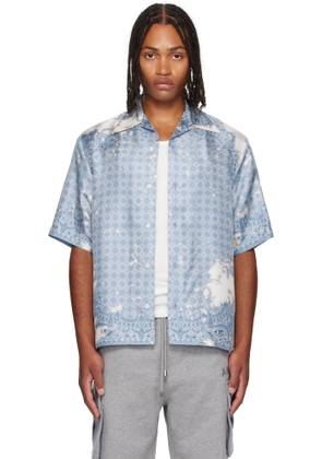 AMIRI Blue Bleach Bandana Bowling Shirt