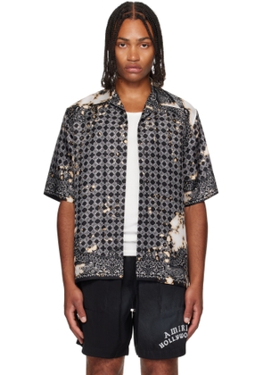 AMIRI Black Bleach Bandana Bowling Shirt