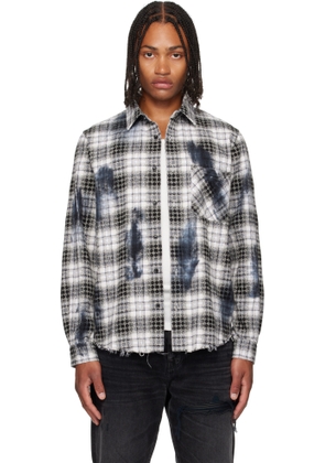 AMIRI Black & White MA Quad Bleach Flannel Shirt