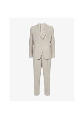Mens Eleventy Notch-Lapels Tapered-Leg Wool, Silk and Linen Suit