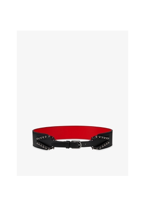 Womens Christian Louboutin Cabata Spike Leather Belt