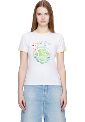 Casablanca White Beyond Destiny Longline Ringer Short Sleeve T-shirt