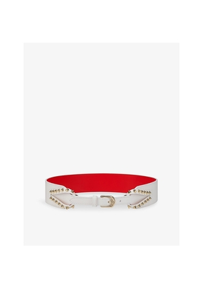 Womens Christian Louboutin Cabata Spike Leather Belt