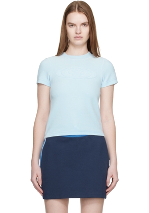 Casablanca Blue Velour Short Sleeve T‑shirt