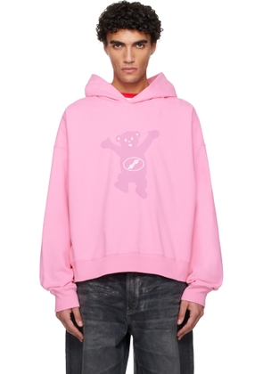 We11done Pink Pigment New Teddy Logo Hoodie