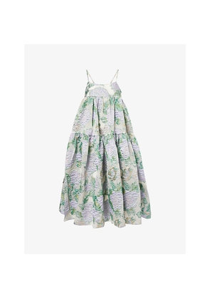 Womens Sister Jane Ashore Floral-Jacquard Woven Midi Dress